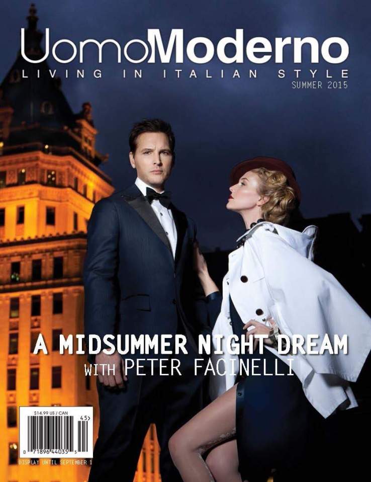 omo Moderno cover shoot, Peter Facinelli and Heather Hahn on 5th Avenue NYC rooftop, Viktorija Juodenaite creative direction and photography