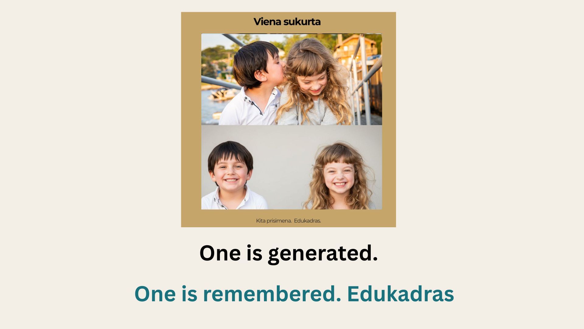 One is generated — real vs. plastic doll comparison, Edukadras Creative Strategy Lab, Viktorija Juodenaite creative director